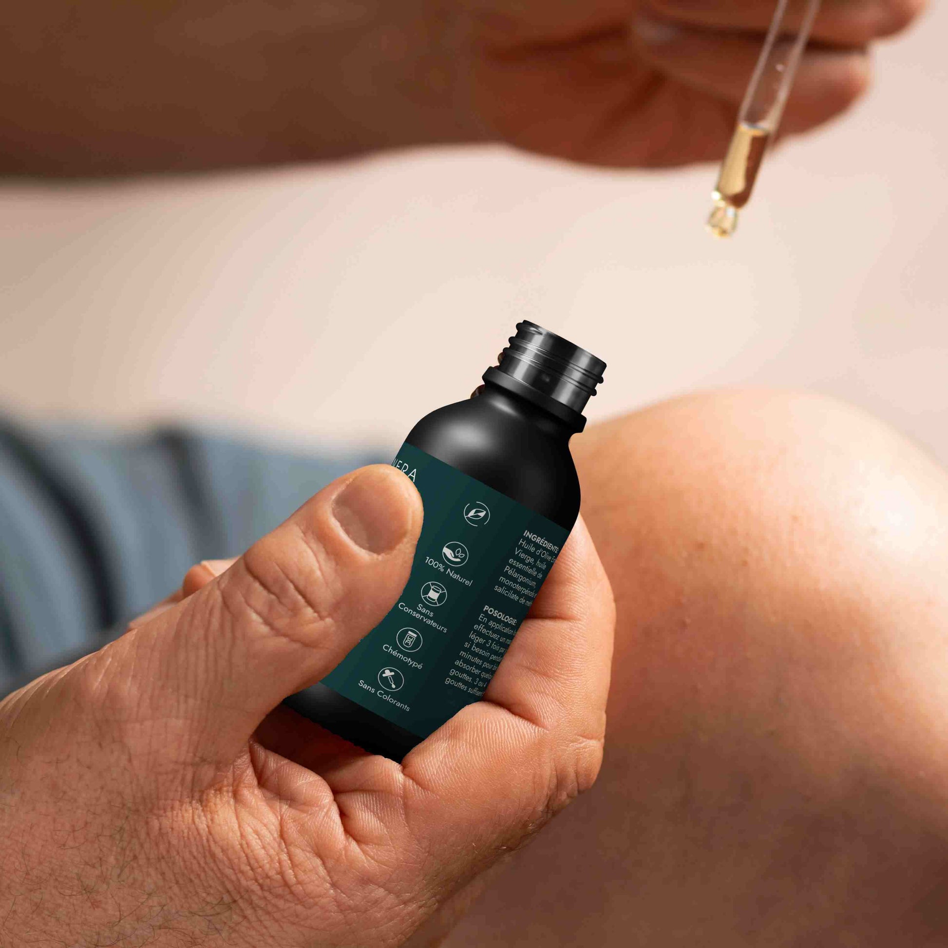 synergie articulations raideur usure flacon huiles essentielles application genou